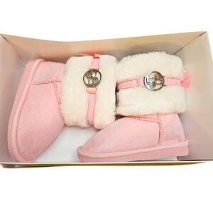 BEBE Pink with White Girls Boot Size 7 NWT AND BOX